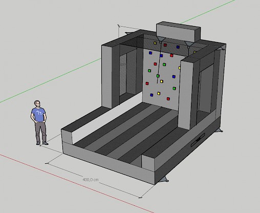 Mur d'escalade Gonflable sur mesure : plan 3D