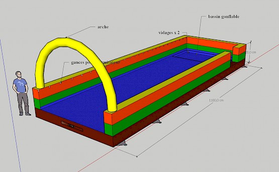 Plan et conception 3D de votre VentreGlisse Gonflable sur Mesure - une piste de glisse