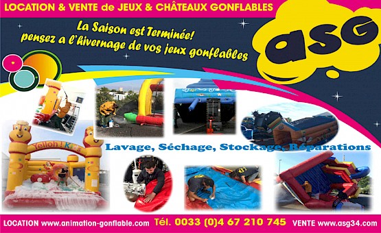 Nettoyage / réparation / stockage et réparation de vos jeux gonflables dans l'Hérault à Bessan - Occitanie