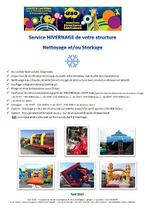 Nettoyage / réparation / stockage et de réparation de vos jeux gonflables - ASG34
