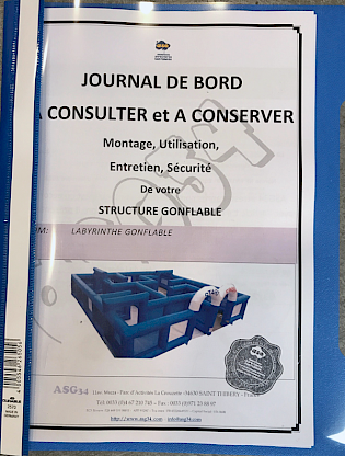 DOSSIER de Conformités de votre jeu gonflable et NOTICE d'Utilisation