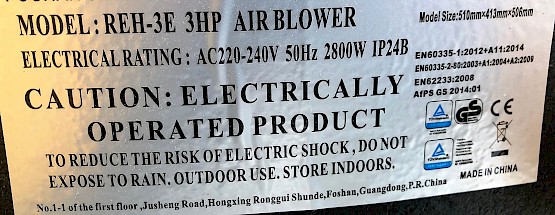 Référence - Soufflerie blower pour vos structures gonflables 3 CV HP 2800 W