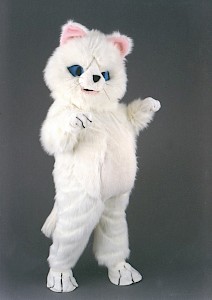 Mascotte de chat blanc en peluche