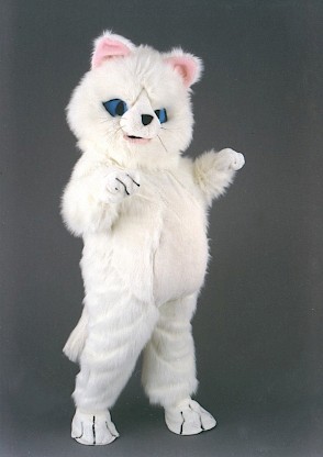 Mascotte chat blanc en peluche