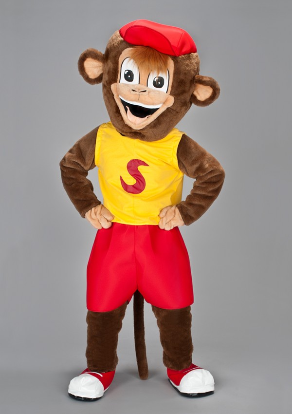 mascotte de singe avec casquette en peluche