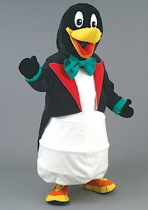 Mascotte de pingouin en queue de pie
