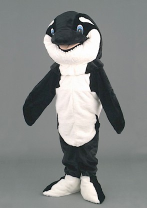 Mascote d'orque en peluche