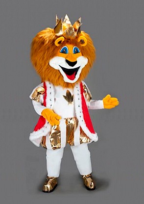 Mascotte de roi lion en blanc