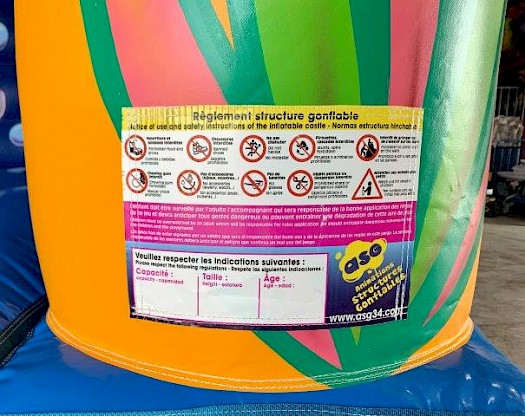 Affiche de sécurité sur votre Ventriglisse gonflable