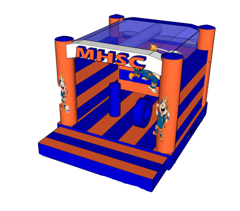 Exemple en couleur de votre château gonflable sur mesure - Vue 3D