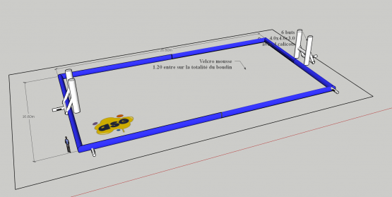 Plan 3D et dimensions - Terrain de FOOT Gonflable sur Mesure