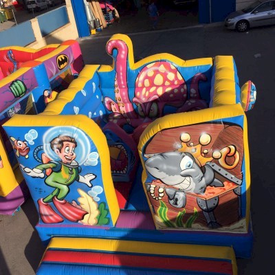 Château cube gm gonflable asg34 : décor des fonds marins, trésor du pirate
