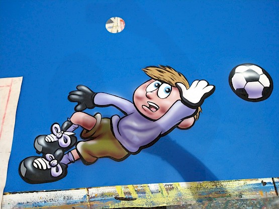 Gardien de but foot peint à la main pour décor de jeu gonflable