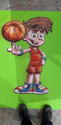 Basket basketteur peint à la main pour décor de jeu gonflable