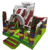 Votre jeu gonflable peque de Noël avec toboggan, obstacles et aire de jeux