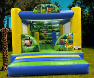 Château gonflable, pas cher de qualité professionnelle, décor jungle