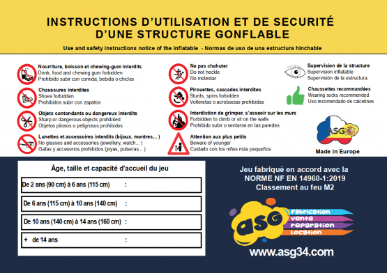 Instruction d'utilisation de votre jeu gonflable neuf