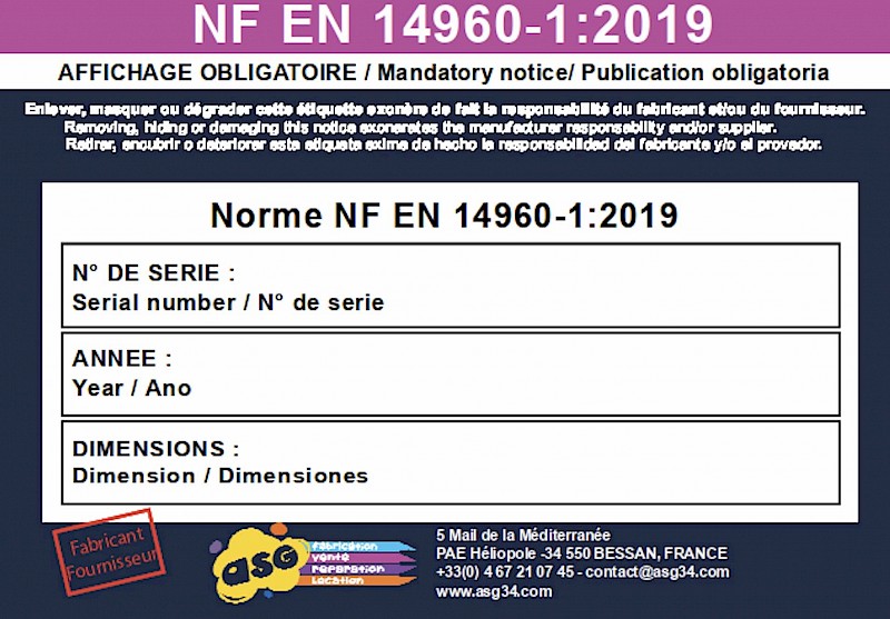 Affichage obligatoire sur les jeux gonflables