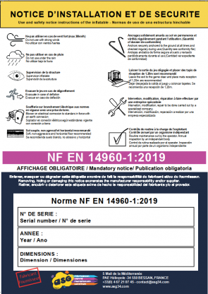 Notice d'installation et de sécurité de votre aire de jeu gonflable