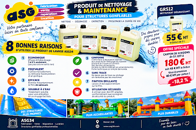 NETTOYANT & ENTRETIEN PVC pour Structure Gonflable ASG34